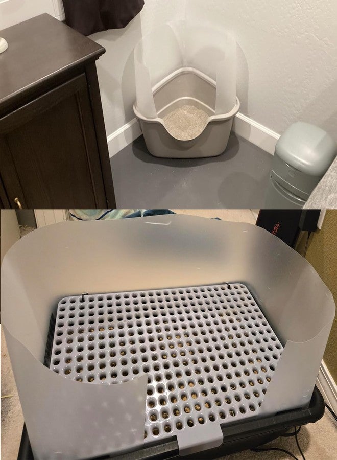 Hiyoo 2 PCS 16 x 48 Inch Cat Litter Box Pee Shields with Double-Sided Duct Tape, Transparent Large Size Cuttable Easy Clean Splash Guard for Open Top Litter Pan (Litter Box Not Included) - Image 4